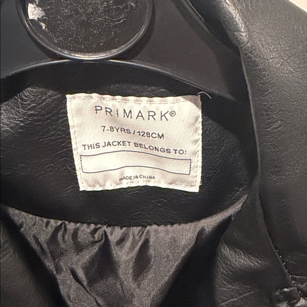 Girls Black Faux Leather Jacket - Picture 3 of 7